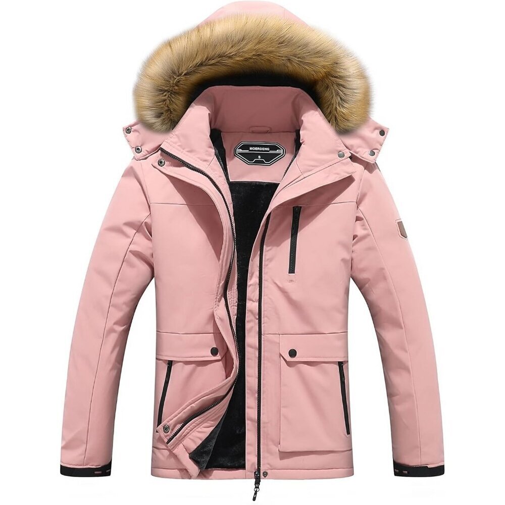 Women's Mountain Waterproof Pink Ski Snow Jacket Winter Warm Cozy Hooded Coat